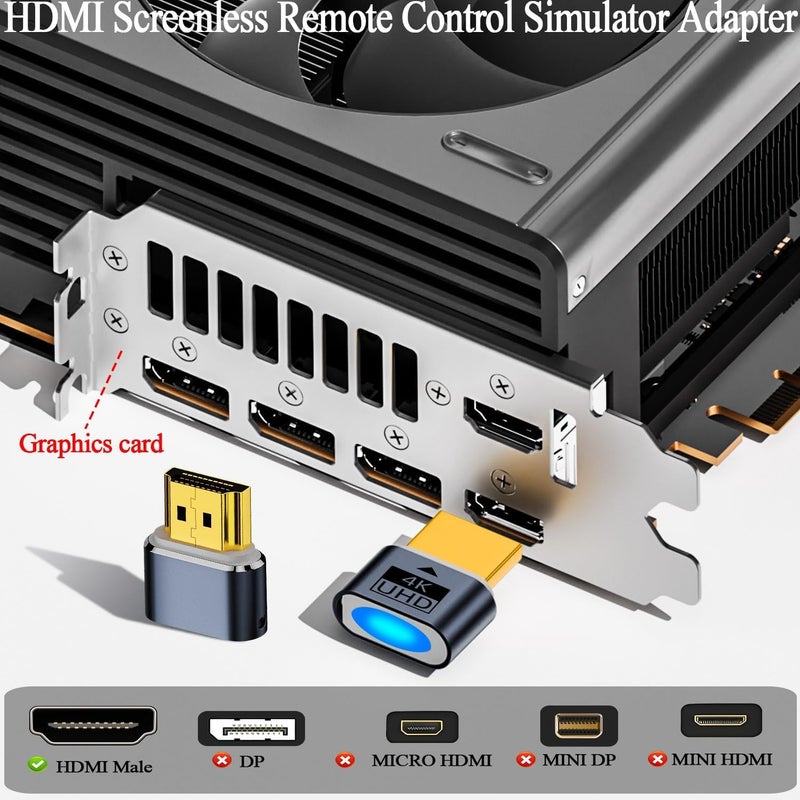 قابس عرض افتراضي بدون راس بدقة 4K HDMI من تيريفي يدعم حتى 1080P 2K 4K@60Hz UHD EDID مع ضوء LED للكمبيوتر عن بعد وانظمة الالعاب [قطعتين] - Image 3
