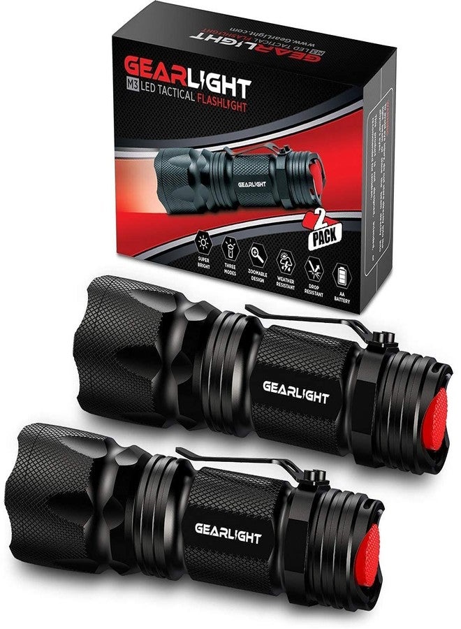 GearLight M3 Mini LED Flashlight - 2 Bright, Small Tactical Flashlights with High Lumens and Pocket Clip for Camping, Outdoor & Emergency Use - Black - Image 1
