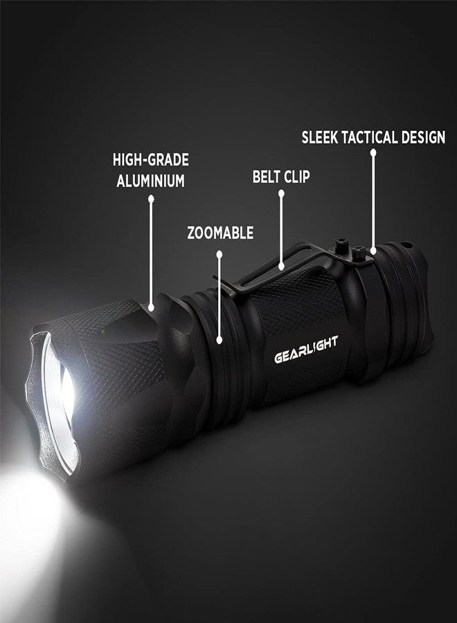 GearLight M3 Mini LED Flashlight - 2 Bright, Small Tactical Flashlights with High Lumens and Pocket Clip for Camping, Outdoor & Emergency Use - Black - Image 2