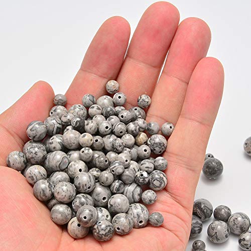 NCB Natural Beads Spacers 100pcs 8mm Round Landscape(Map Japser) Loose Gemstone Genuine Real Stone DIY Charm Smooth Beads for Bracelet Necklace Jewelry Making (Landscape(Map Japser), 8mm 100Beads) - Image 4