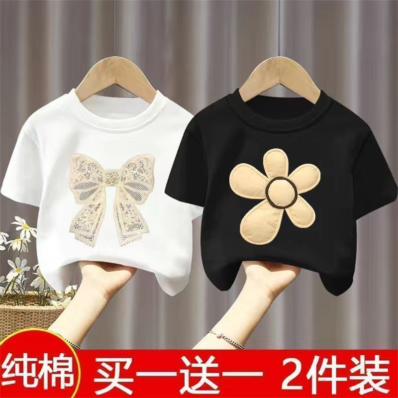 Girls' Short-Sleeved T-Shirt Summer 2023 New Western-Style Children'S Korean-Style Loose Casual Top Little Girl'S Base 12 - Image 3
