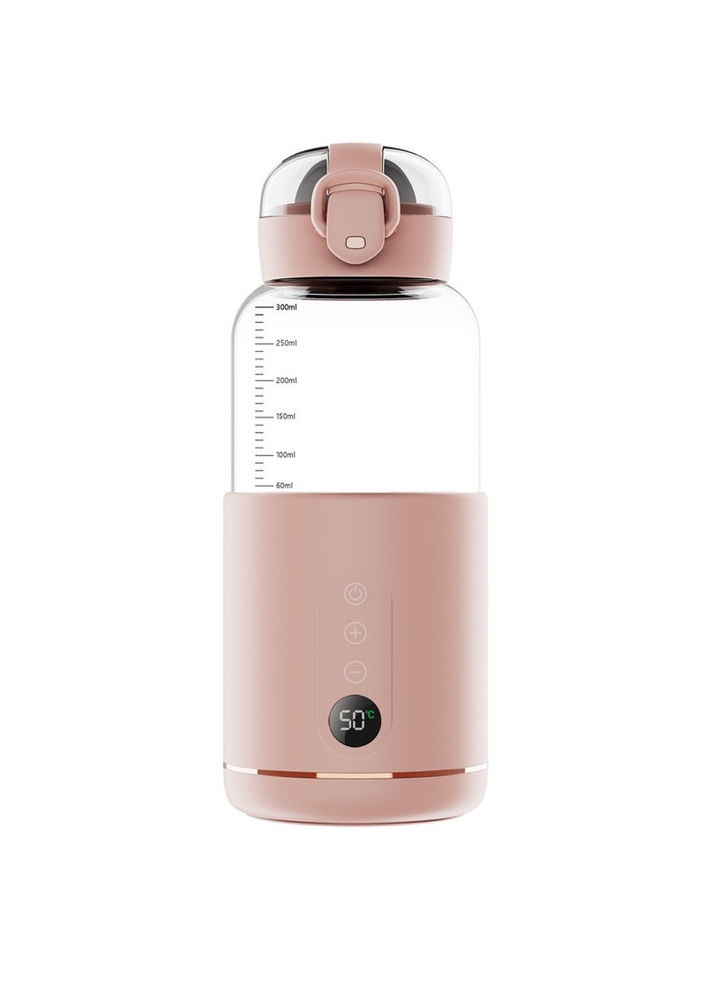 Generic Bottle Warmer, Wireless Heater Water Bottle With LED Display, Portable Durable Instant Water Warmer, Lightweight USB Rechargeable Milk Conditioner For Baby Milk, (1pc, Pink)  - Image 1