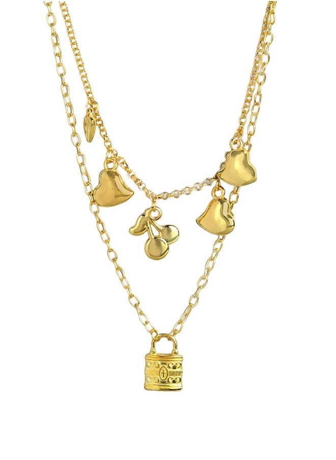 Just Peachy Just Peachy Gold-Plated Layered Chain Necklace – Elegant Multi-Layer Design, Lightweight & Comfortable, Durable & Hypoallergenic Jewelry for Women, Perfect for Casual & Formal Events  - Image 1