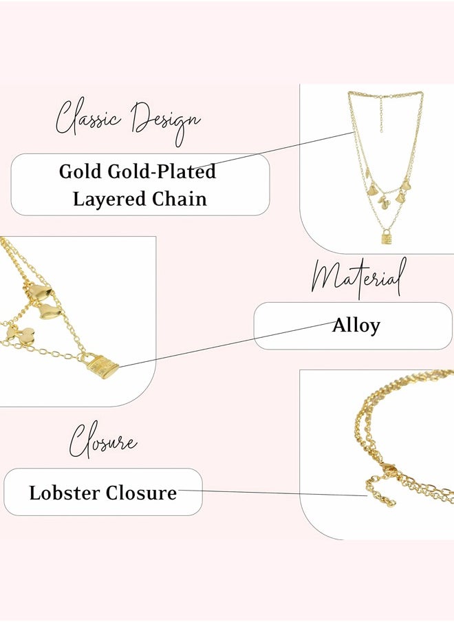 Just Peachy Just Peachy Gold-Plated Layered Chain Necklace – Elegant Multi-Layer Design, Lightweight & Comfortable, Durable & Hypoallergenic Jewelry for Women, Perfect for Casual & Formal Events  - Image 4