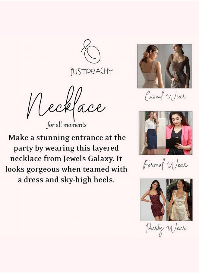 Just Peachy Just Peachy Gold-Plated Layered Chain Necklace – Elegant Multi-Layer Design, Lightweight & Comfortable, Durable & Hypoallergenic Jewelry for Women, Perfect for Casual & Formal Events  - Image 5