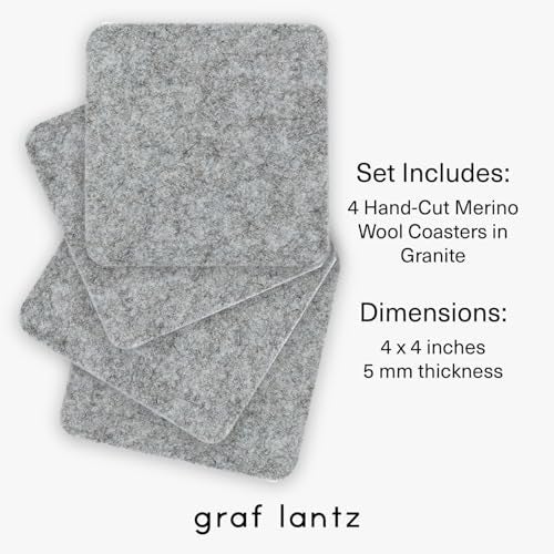 Graf Lantz - Bierfilzl Merino Wool Square Coasters Set of 4 - Granite (4"x4"x5mm) - Absorbs 30% of Weight - Natural German Wool - Heat Resistant, Sustainable, Reusable - Home Decor, Coffee Table Decor - Image 4