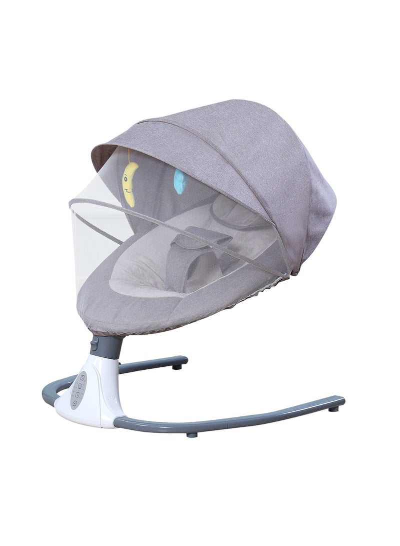 Moms Magic Baby Rocking Chair – 4-Gear Electric Swing, Integrated Bluetooth Music, USB Port, Fluffy Cloth Seat, Adjustable Timer, 5V Power Supply - Image 1