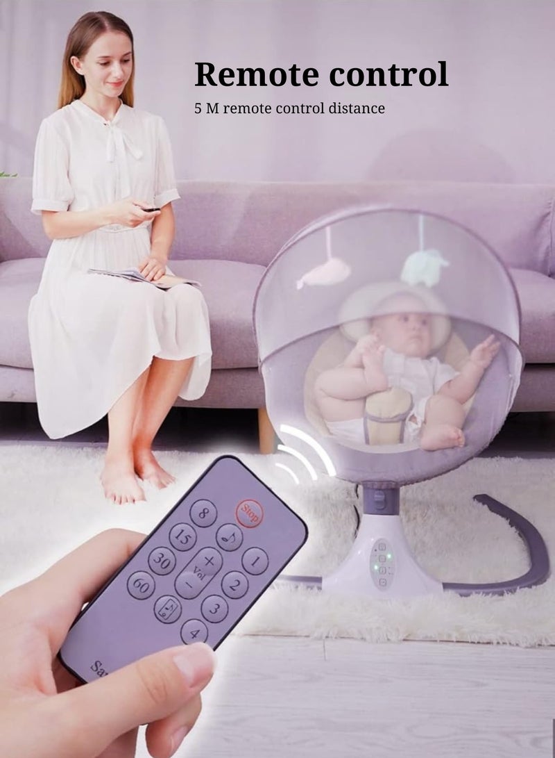 Moms Magic Baby Rocking Chair – 4-Gear Electric Swing, Integrated Bluetooth Music, USB Port, Fluffy Cloth Seat, Adjustable Timer, 5V Power Supply - Image 4