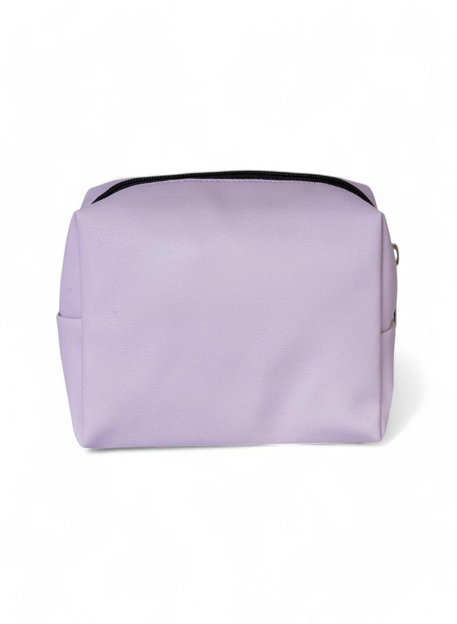 QIPS Rectangular Multipurpose Pouch | Travel-Friendly PU Leather Zip Organizer Bag | Water-Resistant Makeup, Toiletry, Utility & Stationery Case | Compact & Stylish | (Lilac Purple) - Image 5