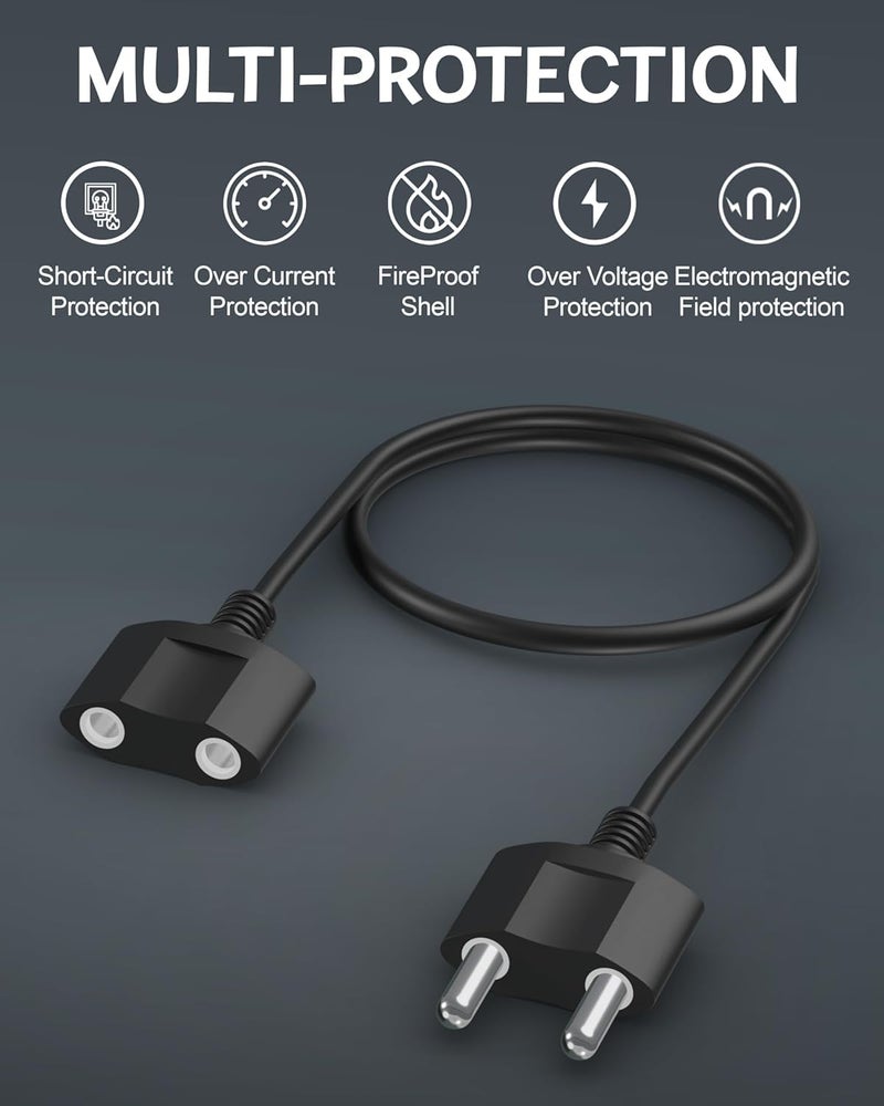 FEDUS سلك تمديد طاقة 2 دبوس ذكر إلى أنثى 1.5م 22AWG، 6 أمبير، سلك تمديد طاقة داخلي وخارجي للأجهزة، الإلكترونيات، وأدوات الطاقة. - Image 3
