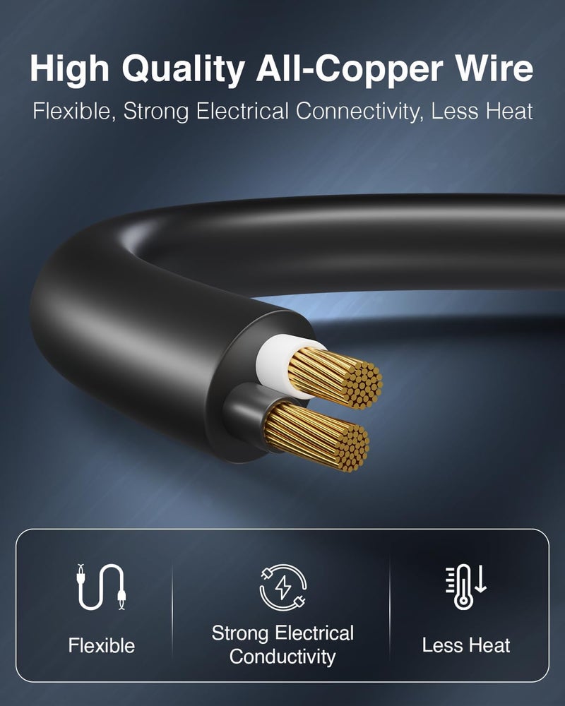 FEDUS سلك تمديد طاقة 2 دبوس ذكر إلى أنثى 1.5م 22AWG، 6 أمبير، سلك تمديد طاقة داخلي وخارجي للأجهزة، الإلكترونيات، وأدوات الطاقة. - Image 5