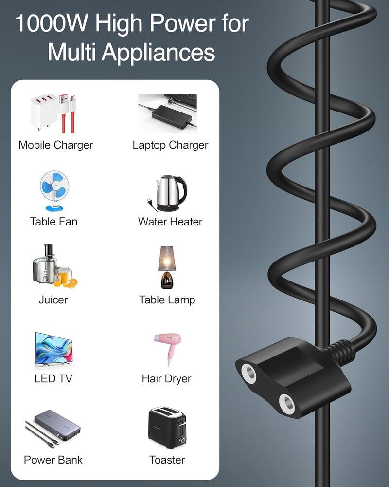 FEDUS سلك تمديد طاقة 2 دبوس ذكر إلى أنثى 1.5م 22AWG، 6 أمبير، سلك تمديد طاقة داخلي وخارجي للأجهزة، الإلكترونيات، وأدوات الطاقة. - Image 2