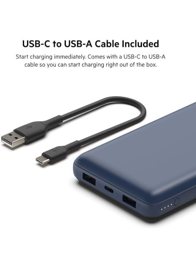 بيلكين شاحن باور بنك محمول بمنفذ USB C  بسرعة 20 ألف مللي أمبير في الساعة، منفذ إدخال وإخراج USB Type C ومنفذي USB A مع كابل USB C إلى A مضمن لأجهزة الآيفون و جالاكسي وغيرها المزيد أزرق - Image 5