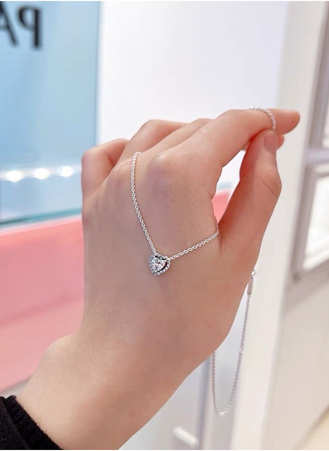 Pandora de Balthazar heart Cubic Zirconia silvery necklace  - Image 4