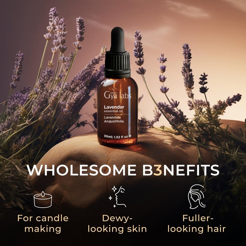 Gya Labs Lavender Essential Oil for Diffuser - 100% Pure Natural Lavender Oil for Skin, Hair, Massage, Candle Making & Aromatherapy (1.02 Fl Oz) - Image 5
