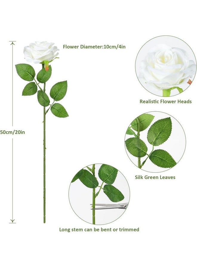 Caffox 12PCS White Artificial Rose Flowers Fake Velvet Silk Flower Roses Bouquet for Home Decor Wedding Party Table Centerpieces - Image 3