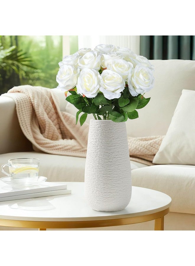 Caffox 12PCS White Artificial Rose Flowers Fake Velvet Silk Flower Roses Bouquet for Home Decor Wedding Party Table Centerpieces - Image 5