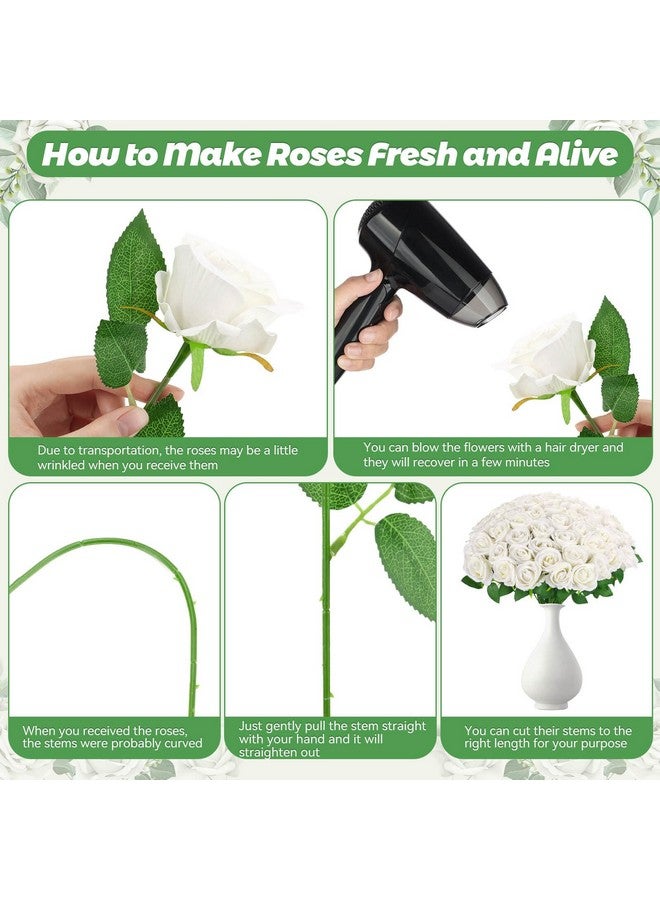 Caffox 12PCS White Artificial Rose Flowers Fake Velvet Silk Flower Roses Bouquet for Home Decor Wedding Party Table Centerpieces - Image 4