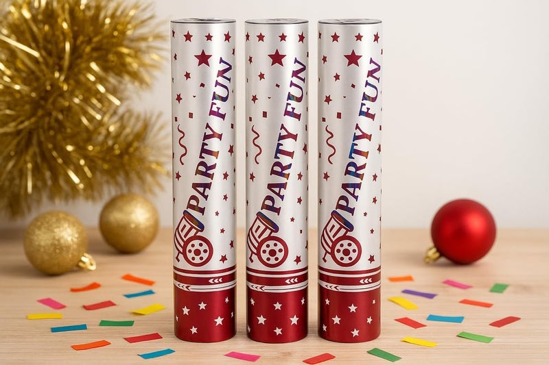 Fitto Party Poppers 3 Pack, 60cm Length, Colorful Confetti for Celebrations, Birthdays, Weddings