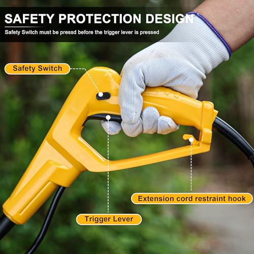 IncwBo Electric Tiller/Cultivator 4 Steel Tines, 8'' Tilling Depth Garden Roto Tillers for Gardening, 13.5 Amp 12 Inch Corded Rototiller with Adjustable Wheels, Yellow - Image 3