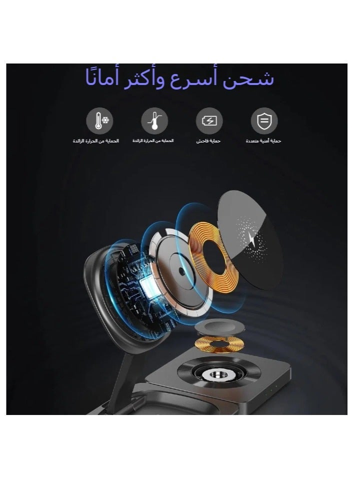 Portable 3-in-1 wireless charger, fast charging bracket, suitable for Apple mobile phone watch earphones folding wireless charging - Image 2