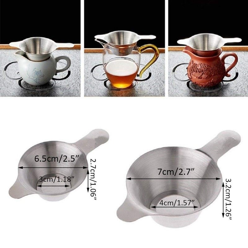 ICYANG Set of 2 Tea Strainers for Loose Tea, Stainless Steel Fine Mesh Sieve Tea Filter with Different Sizes for Tea Coffee - Image 2