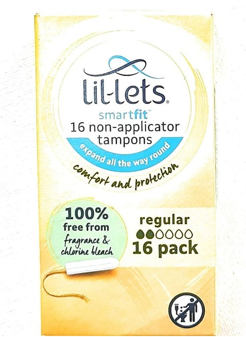 Lil-Lets Smart Fit Non Applicator Regular Tampons -100% Plant Based Absorbent Core - Amazing Comfort - Perfect Leak Proof Protection - Super Smooth Application - Fragrance Free - 16 Units