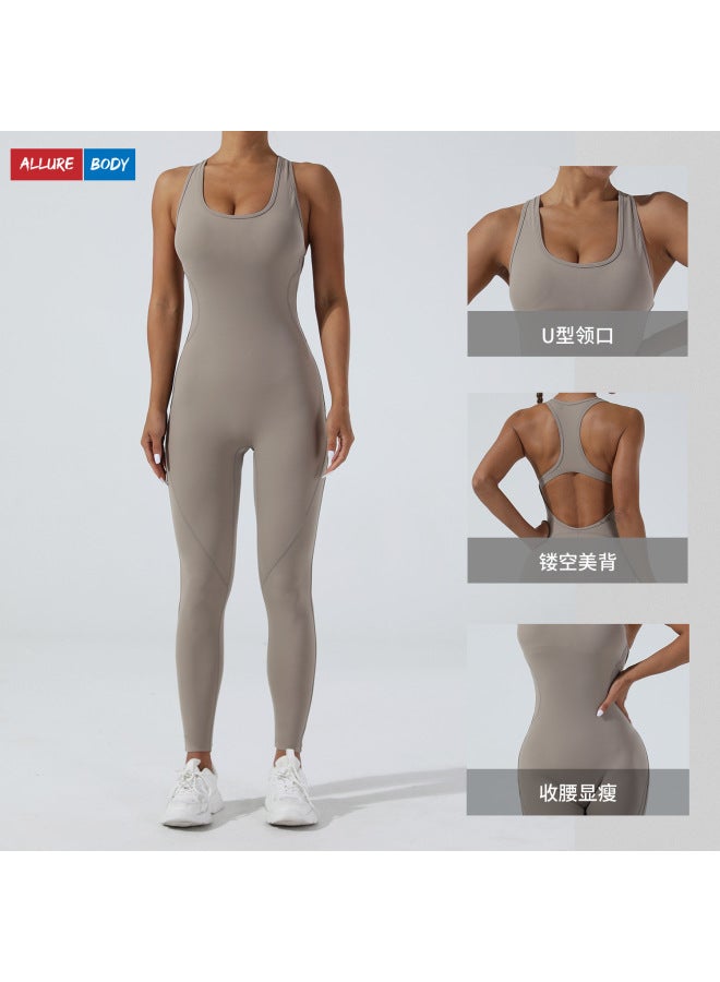 European And American Yoga Jumpsuit Outdoor Beautiful Back Jumpsuit Trousers High Elastic One-piece Yoga Suit - Image 3