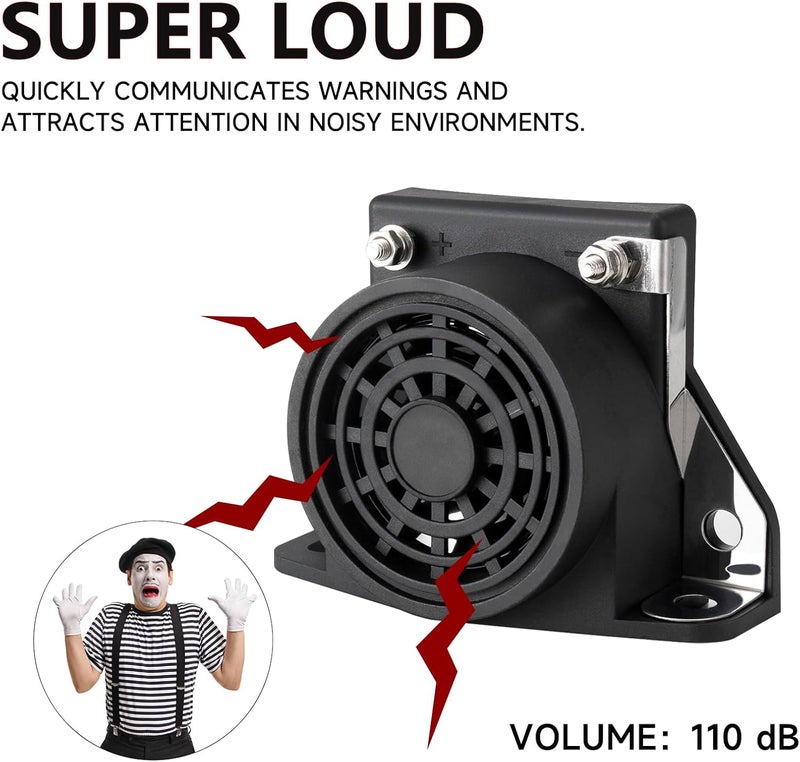 banhao Car Back-up Alarm, 110dB 12V-48V DC Waterproof Industrial Heavy-Duty Backup Reverse Warning Alarm - Image 2