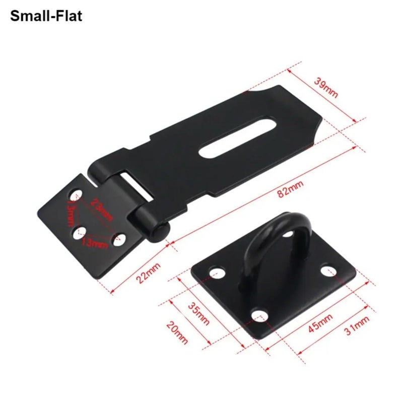 Small Flat Black Stainless Steel Padlock Hasp 90 Degree Door Clasp Lock - Image 3
