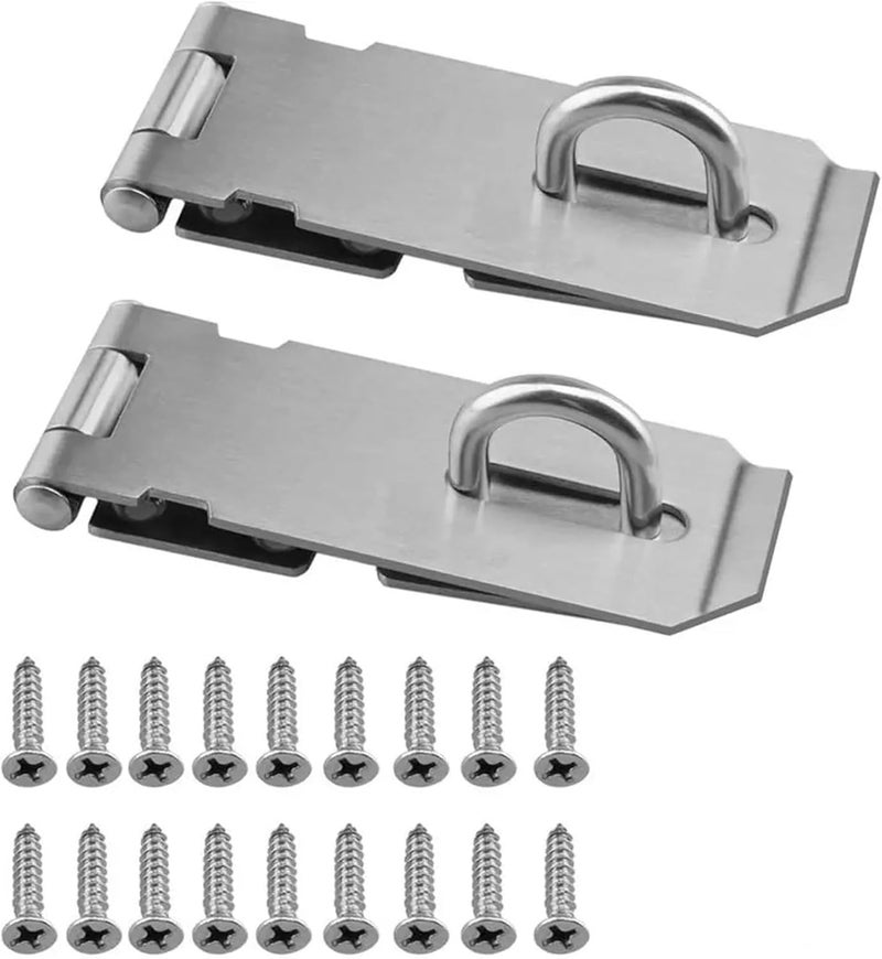 Small Flat Black Stainless Steel Padlock Hasp 90 Degree Door Clasp Lock - Image 1