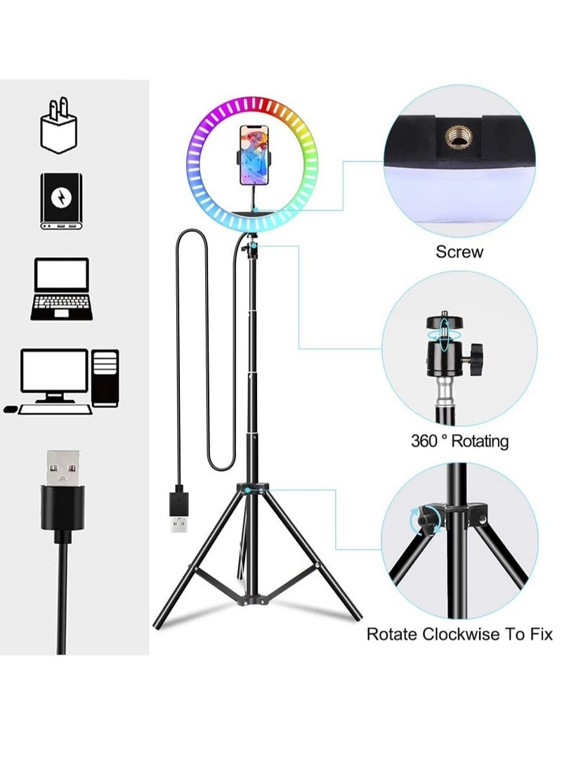 ELTRAZONE 10 Inch LED Ring Fill Light RGB Ring Lamp USB Ring Light Photo Selfie Lamp with Remote and Phone Stand for Streaming Video Photography - Image 4