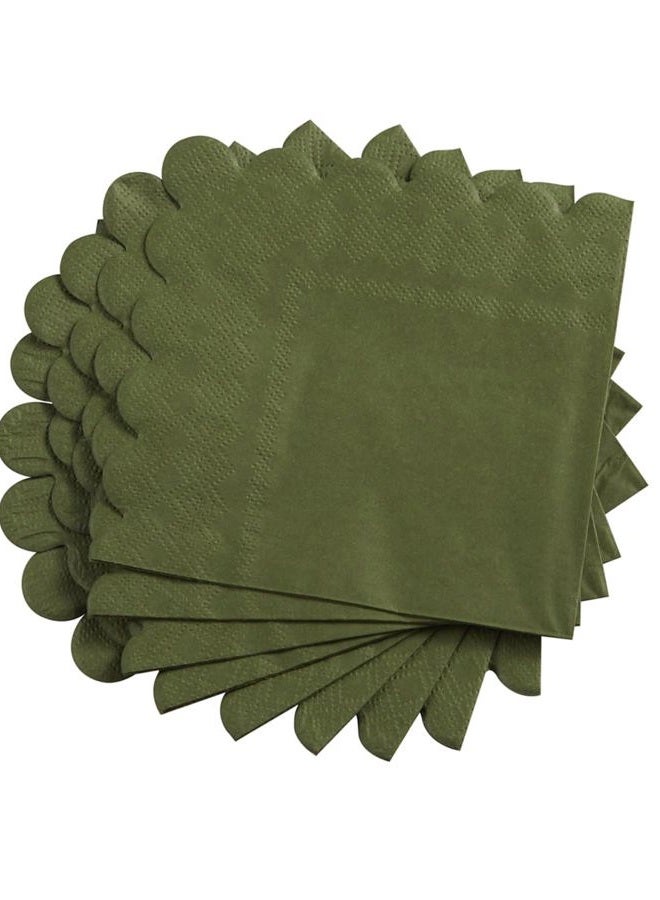 BEFORYOU 200 Pack Cocktail Napkin 2-Ply Scalloped Edged Dessert Napkins Folded 5 x 5 Inches Disposable Napkins for Dinner Wedding Birthday Party Bridal Anniversary Reception Event (Green) - Image 5