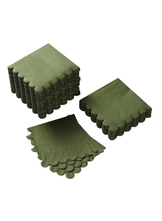 BEFORYOU 200 Pack Cocktail Napkin 2-Ply Scalloped Edged Dessert Napkins Folded 5 x 5 Inches Disposable Napkins for Dinner Wedding Birthday Party Bridal Anniversary Reception Event (Green) - Image 1
