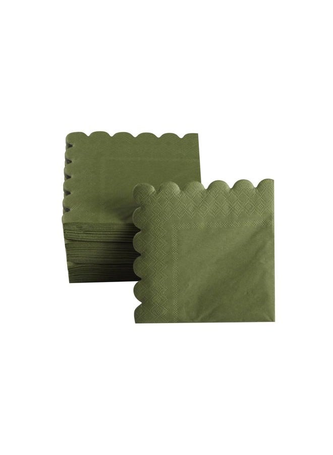 BEFORYOU 200 Pack Cocktail Napkin 2-Ply Scalloped Edged Dessert Napkins Folded 5 x 5 Inches Disposable Napkins for Dinner Wedding Birthday Party Bridal Anniversary Reception Event (Green) - Image 3