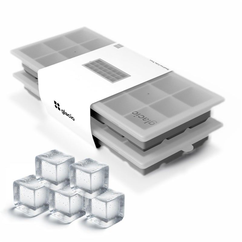 glacio Small Ice Cube Silicone Trays with Lids - BPA-Free, Flexible Ice Molds for Cocktails and Beverages - Set of 2 - Image 1