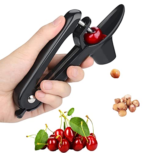 Honbuty Cherry Pitter, Heavy-Duty Stainless Steel Olive and Cherry Pitters Corer Tool with Space-Saving Lock Design, Multi-Function Cherries Stoner Seed Remover Tool for Making Cherry Jam (Black) - Image 2