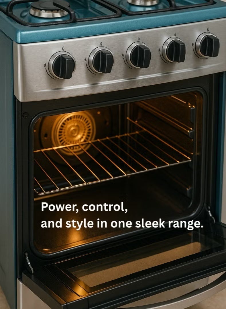 Venus 55x50 cm Full Stainless Steel Cooking Range | 4 Gas Burners with Thick Brass Burner Caps | Gas Oven with Mirror Finish Glass Door | Automatic Ignition | Compact Premium Design. Model VC5555ESD - Image 5