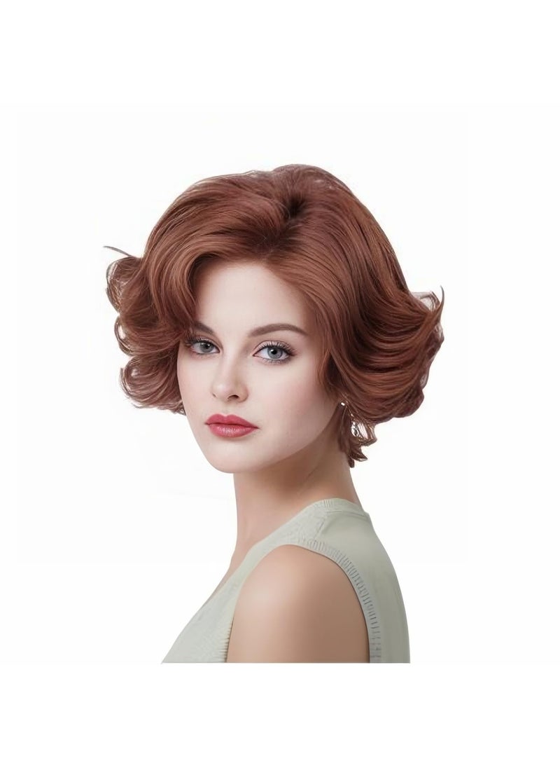 Rugelyss - Rugelyss Ginger Short Wavy Wigs with Bangs Curly Auburn Hair Wig Synthetic Wigs for Women for Cosplay or Halloween - Image 1