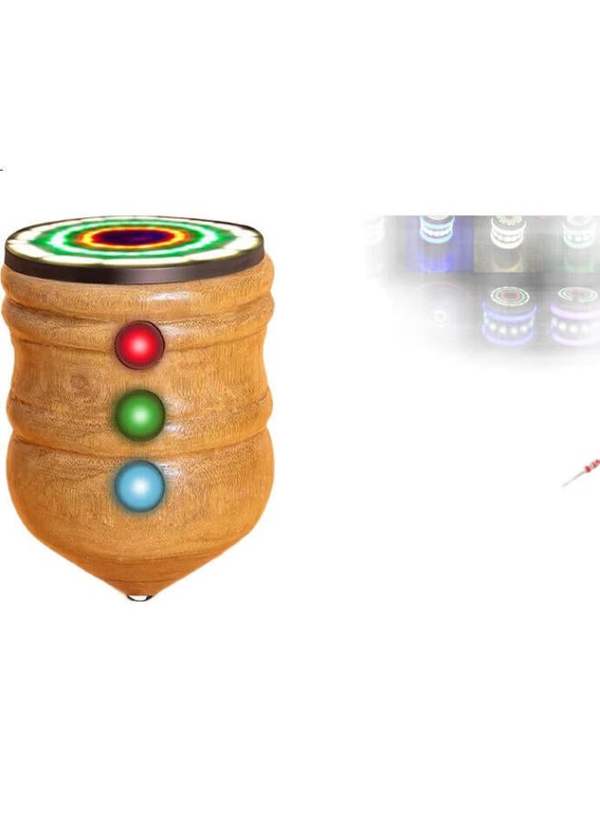 Murcia Spinning Top With Whip Cord, Solid Wood Old-Style Spinning Top, Children'S Toy, Luminous Wooden Ice Top, Adult Traditional Whipping Ice Top - Image 1
