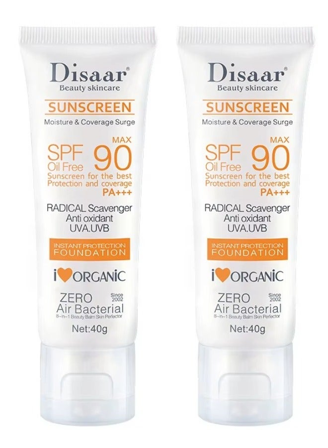 Disaar مجموعة من 2 قطعة من واقي الشمس ديسار SPF90 PA+++ 40 جرام لكل منهما – تحكم في الزيت + حماية طويلة الأمد من UVA + UVB - Image 1
