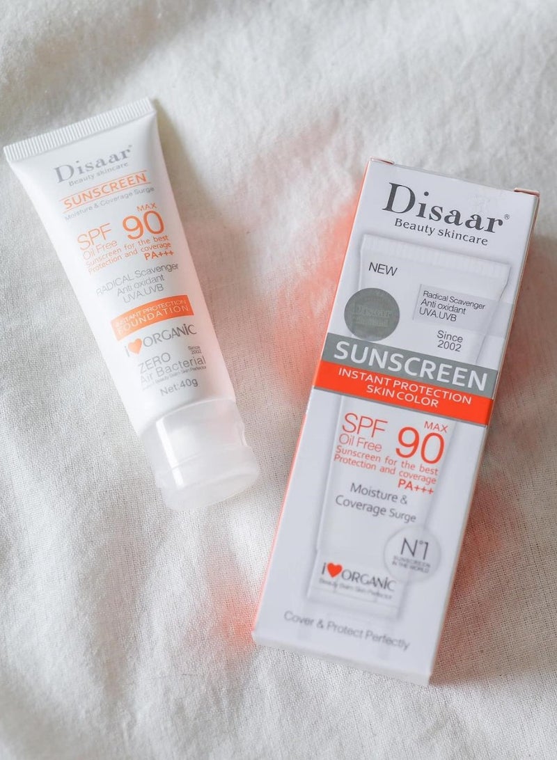 Disaar مجموعة من 2 قطعة من واقي الشمس ديسار SPF90 PA+++ 40 جرام لكل منهما – تحكم في الزيت + حماية طويلة الأمد من UVA + UVB - Image 3