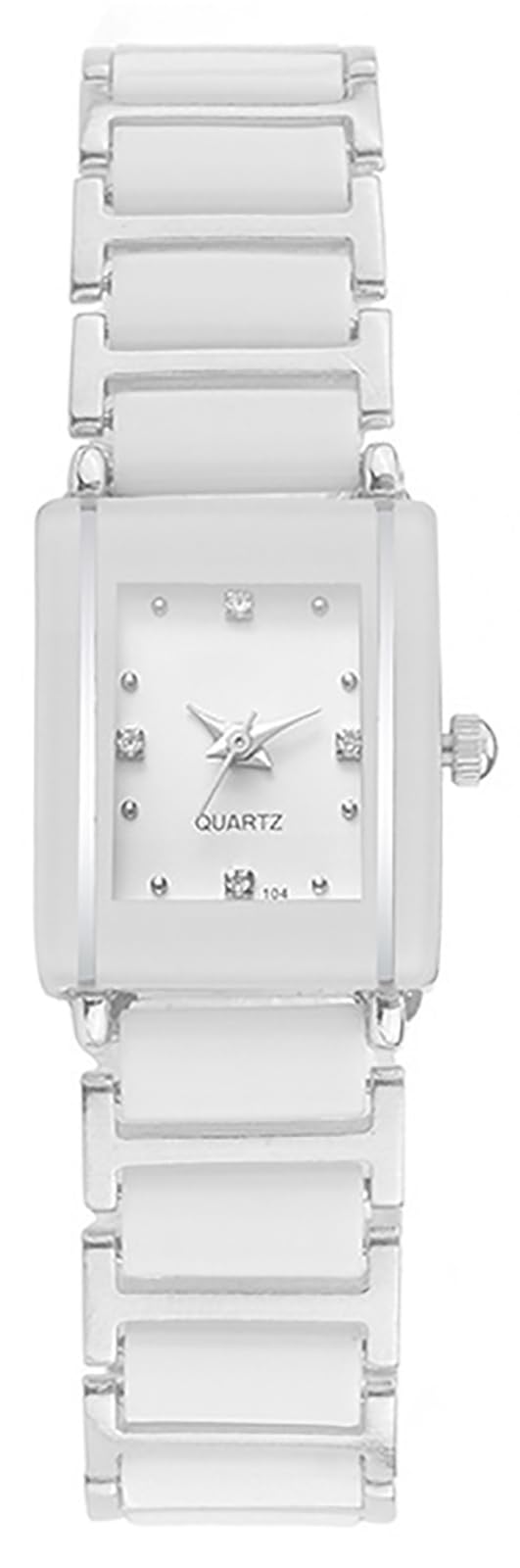 BESTKANG Vintage Square Ceramic Ladies Quartz Watch with Diamond Accents, Waterproof, Elegant Women's Wrist Watch (White) - Image 1
