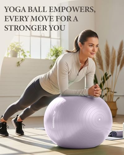 Trideer Exercise Ball Yoga BallOffice Seating Balance Ball Chair Stability Ball for Pilates Physical TherapyCore Training Balance Improvement Stretching Light Purple L2326ines5865cm - Image 3