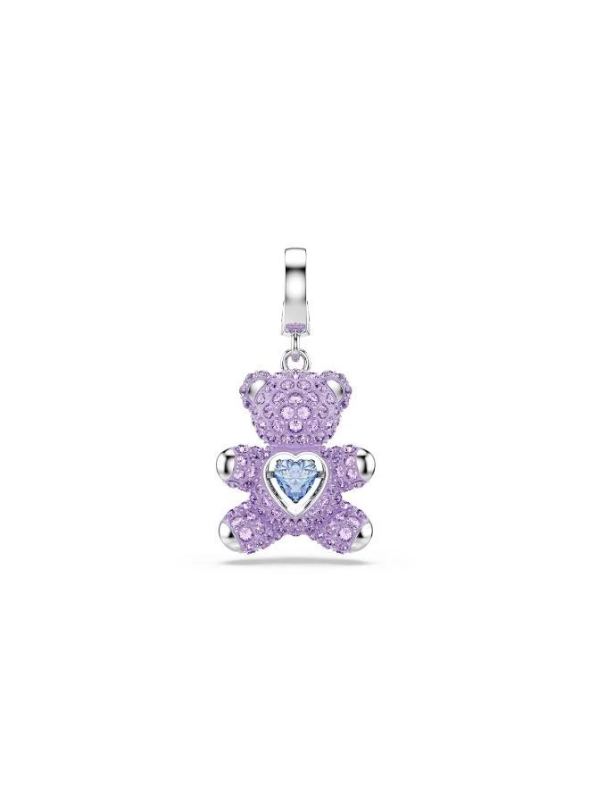 Swarovski Idyllia Violet Teddy Charm Rhodium Plated Bracelet