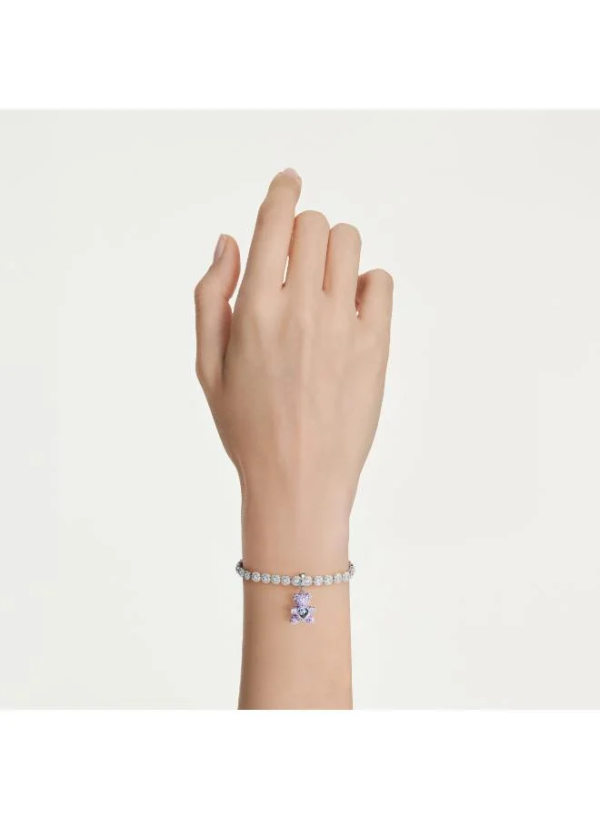 Swarovski Idyllia Violet Teddy Charm Rhodium Plated Bracelet