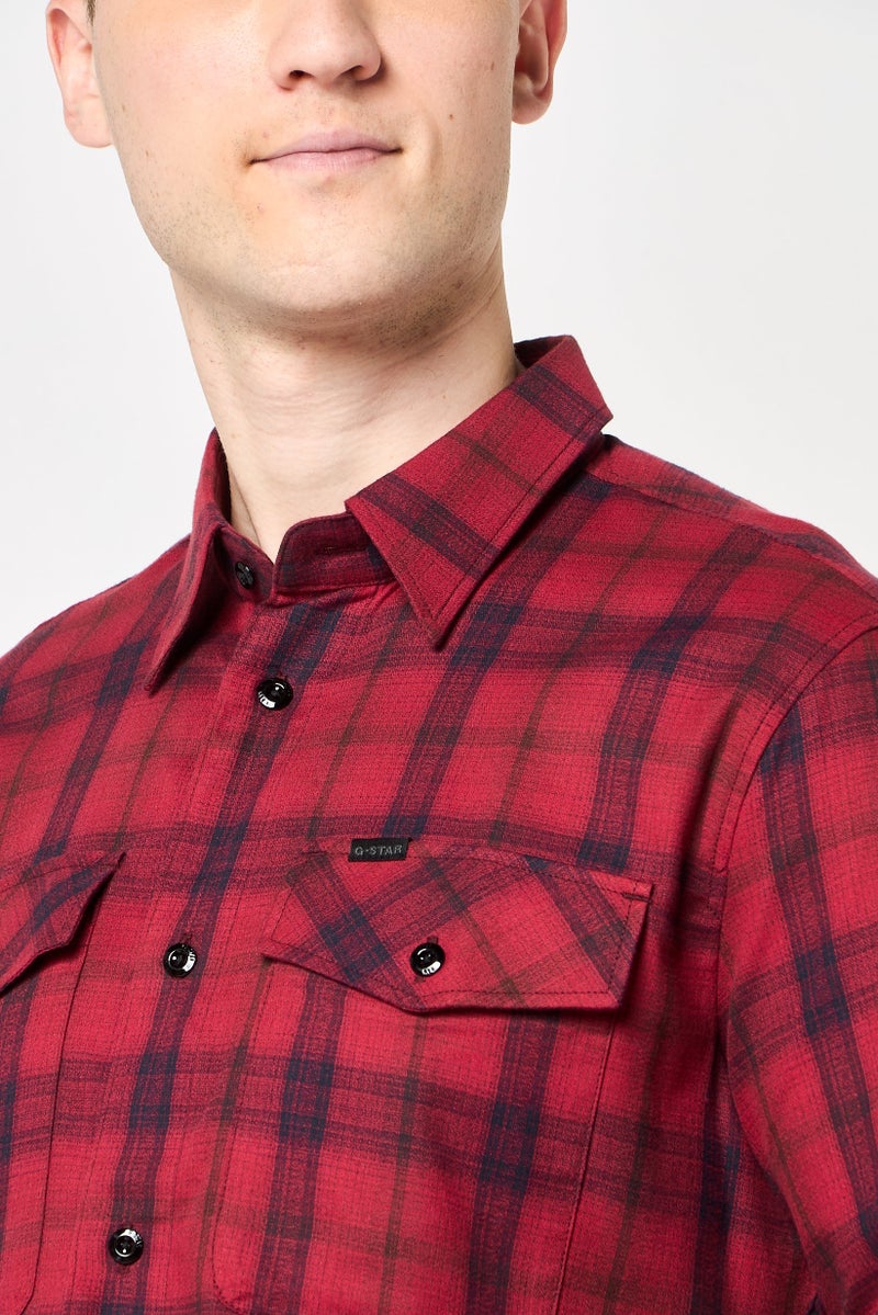 G-Star RAW قميص رجالي ضيق بأكمام طويلة بتصميم مربعات، متعدد الألوان - Image 3