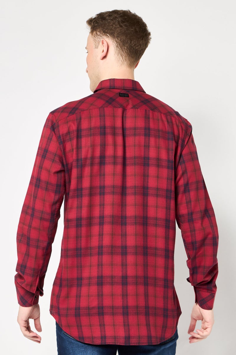 G-Star RAW قميص رجالي ضيق بأكمام طويلة بتصميم مربعات، متعدد الألوان - Image 4