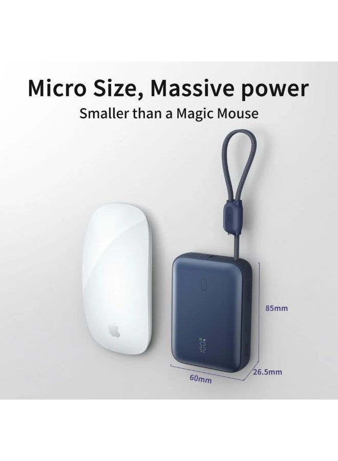 JODA HALO 10 Power Bank – 10000mAh Portable Charger with Built-in Type-C Cable & 22.5W PD Fast Charging - Image 2