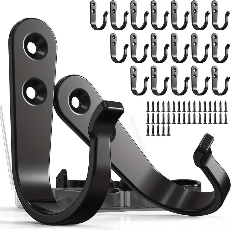 4 Heavy Duty Hooks with Rustproof Coating for Wall Mounted Storage Display - Image 1